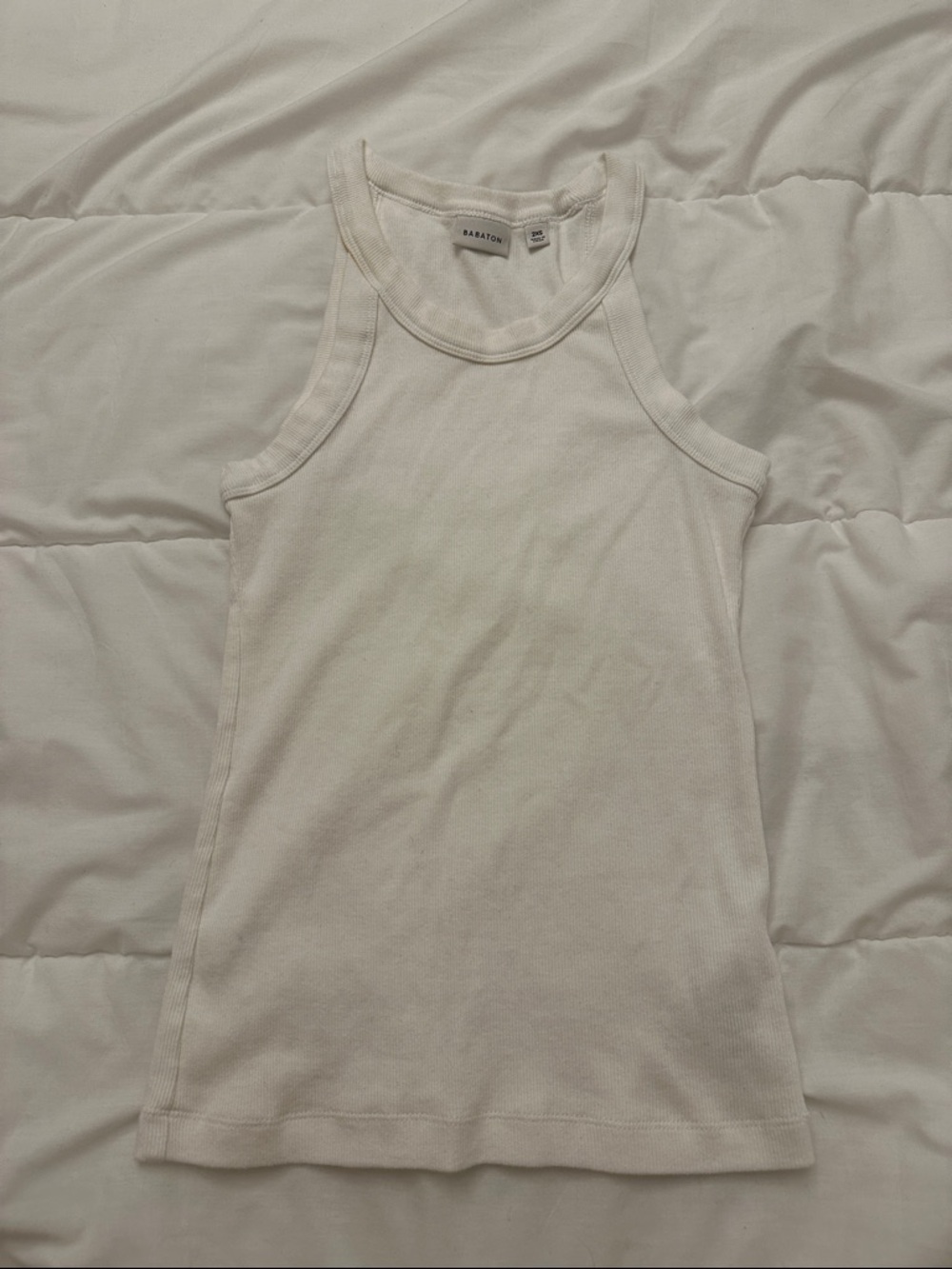 Babaton White Ribbed Tank